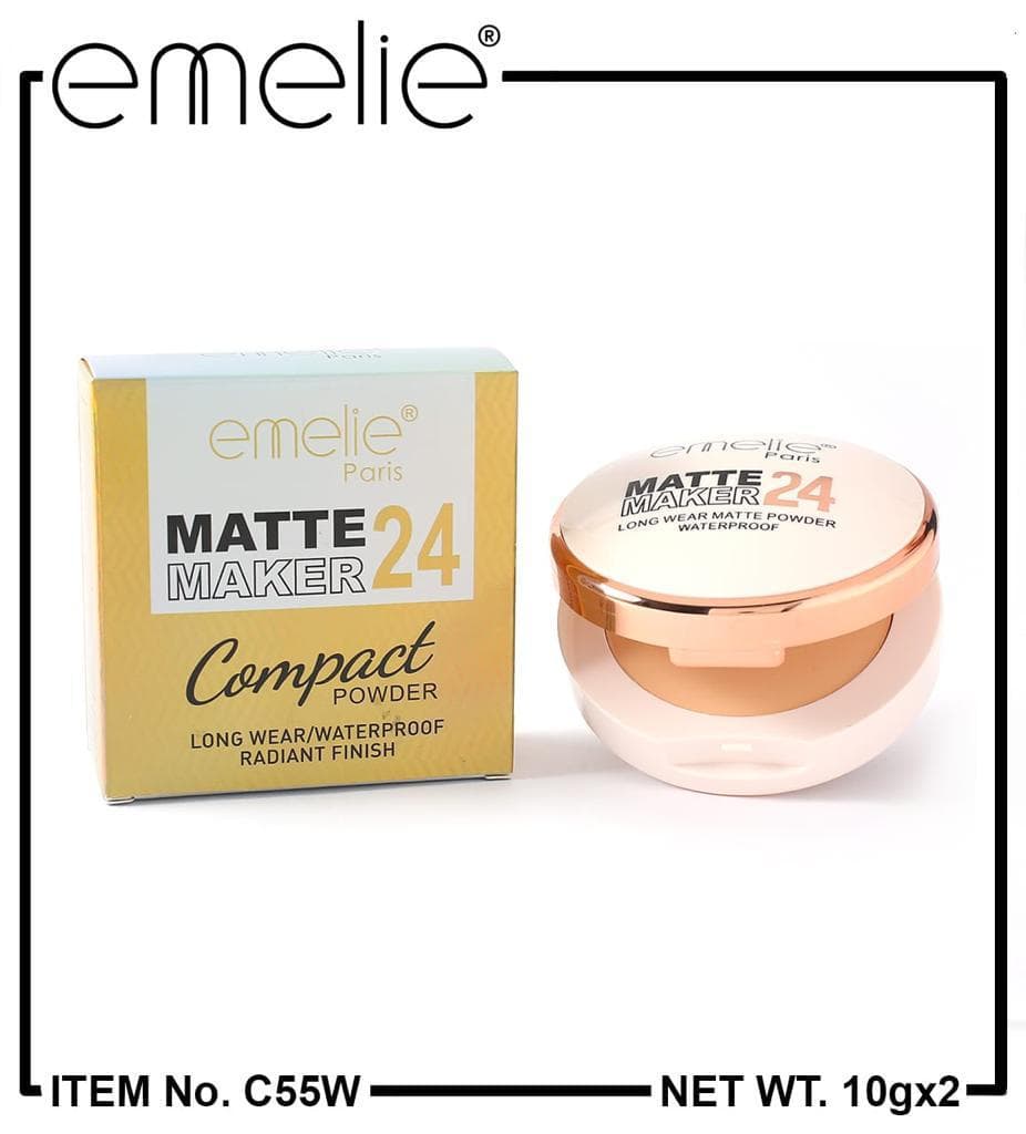 Emelie 2 In 1 Matte Maker 24 Face Compact Long-wear